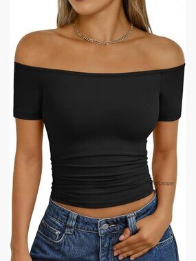 Off Shoulder Short Sleeve T-Shirt Y2K Sexy Bodycon Summer Top